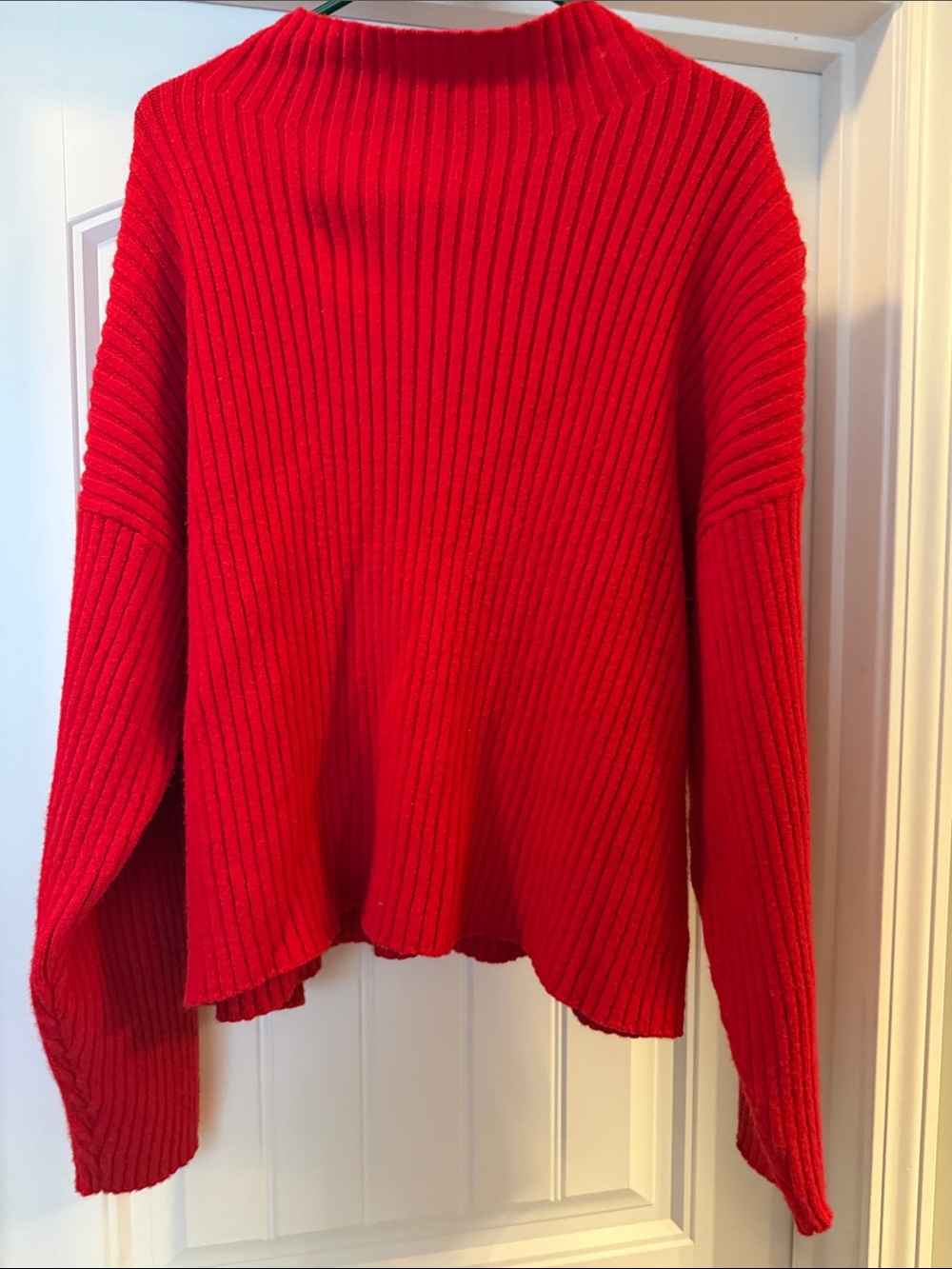 JODIFL Red Ribbed Cowl Neck Sweater